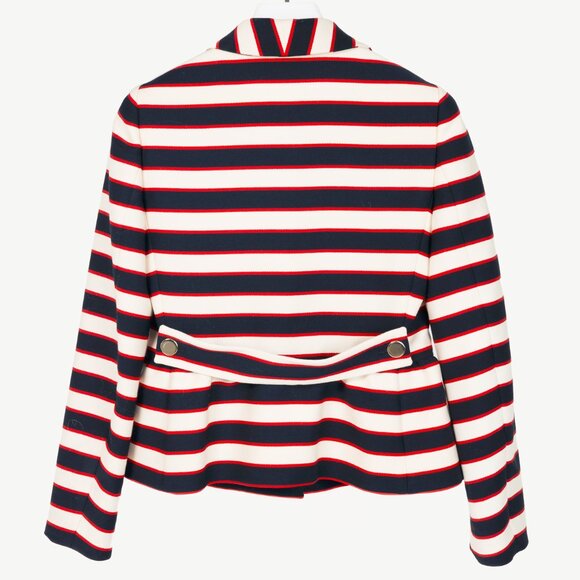 Valentino Resort 2014 White & Navy Striped Wool & Silk Peplum Jacket - Picture 2 of 11